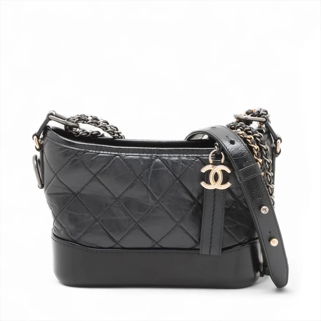 CHANEL GABRIELLE DOO CHANEL SMALL CALF CHAIN SHOULDER BAG: Chanel Gabrielle Doo Chanel Small calf Chain Shoulder Bag Brand: Chanel Type/Style: Shoulder Bag Material: calf Color: Black Size: Height:5.7inchLength:8.1inchDepth:3.3inch Accessories: None <