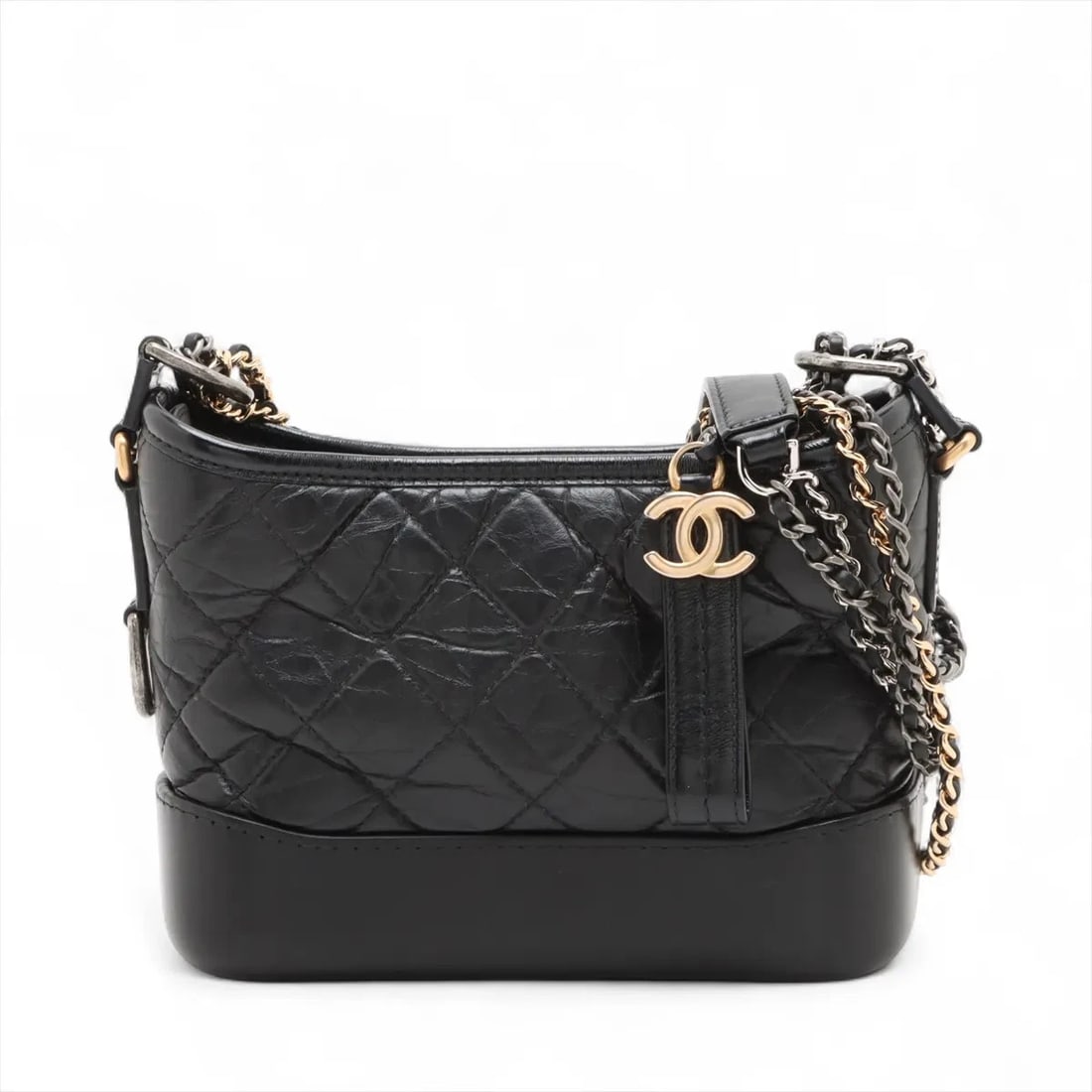 CHANEL GABRIELLE DOO CHANEL SMALL CALF CHAIN SHOULDER BAG: Chanel Gabrielle Doo Chanel Small calf Chain Shoulder Bag Brand: Chanel Type/Style: Shoulder Bag Material: calf Color: Black Size: Height:5.9inchLength:8.1inchDepth:3.5inch Accessories: None <