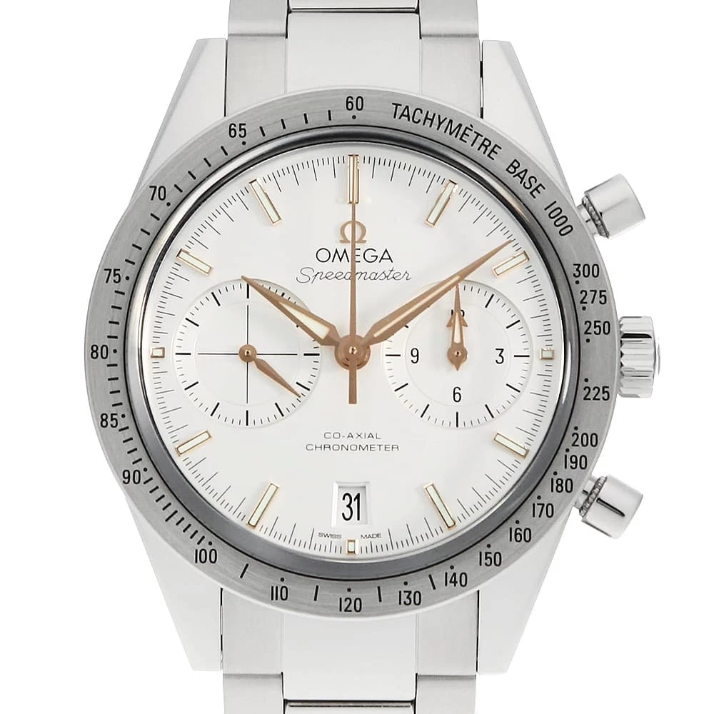 OMEGA SPEEDMASTER CHRONOGRAPH WATCH: OMEGA Speedmaster Chronograph Watch Brand: OMEGA Type/Style: Wrist watch Material: Band Material Stainless Steel, Case Material Stainless Steel Color: Dial Color Silver Size: Case:W41.5mm