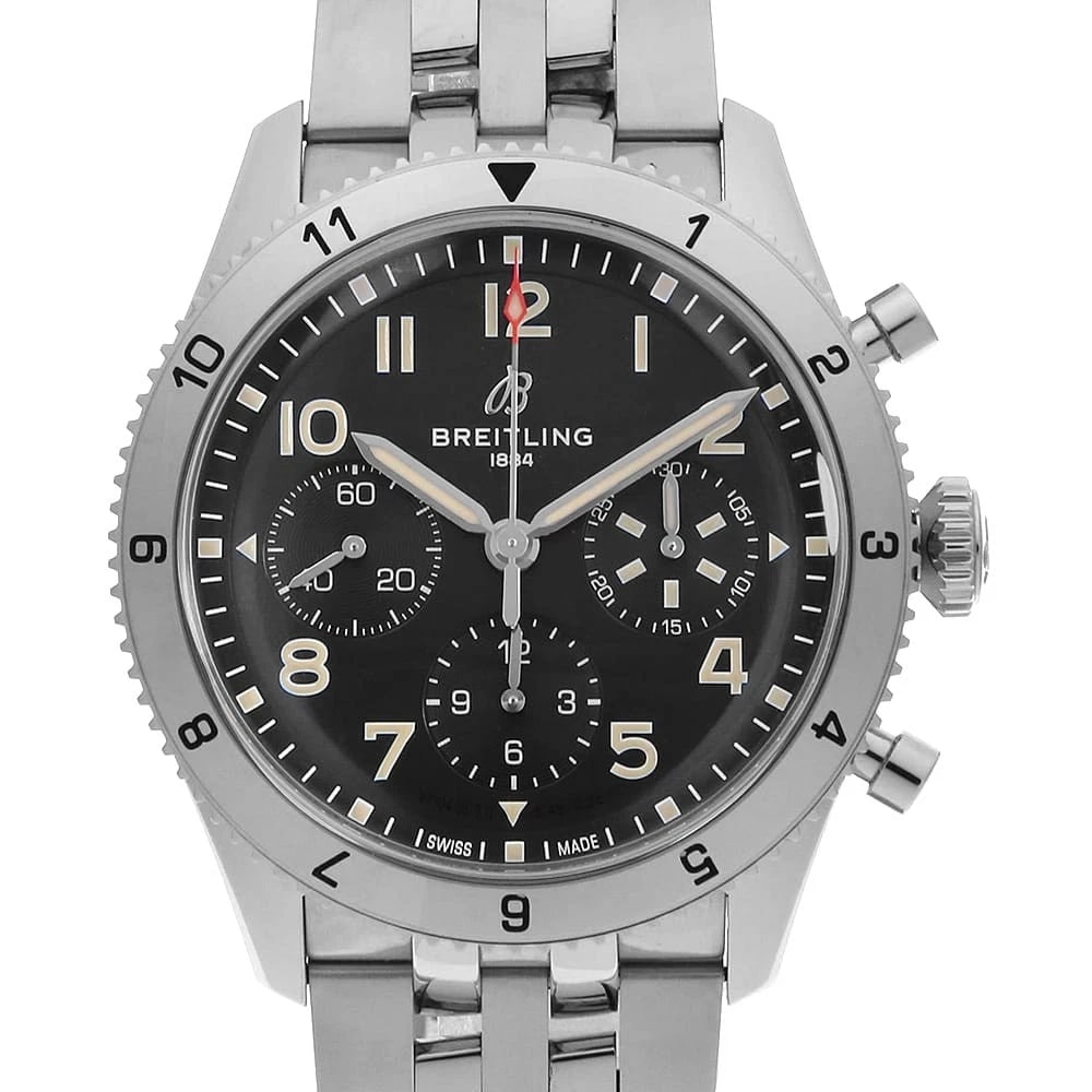 BREITLING CLASSIC CHRONOGRAPH WATCH: BREITLING Classic Chronograph Watch Brand: BREITLING Type/Style: Wrist watch Material: Band Material Stainless Steel, Case Material Stainless Steel Color: Dial Color Black Size: Case:W42mm