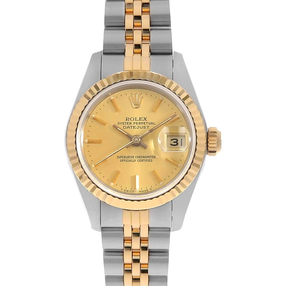 ROLEX DATEJUST CHAMPAGNE WATCH: ROLEX Datejust Champagne Watch Brand: ROLEX Type/Style: Wrist watch Material: Band Material Stainless Steel/Yellow Gold, Case Material Stainless Steel/Yellow Gold Color: Dial Color Champagne Gold Size