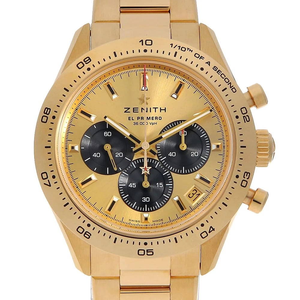 ZENITH CHRONOMASTER SPORT WATCH: ZENITH Chronomaster Sport Watch Brand: ZENITH Type/Style: Wrist watch Material: Band Material Yellow Gold, Case Material Yellow Gold Color: Dial Color Champagne Gold Size: Case:W41mm Circumference of
