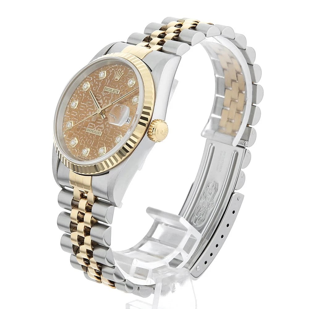 ROLEX DATEJUST DIAMOND SILVER CARVING COMPUTER WATCH - 2