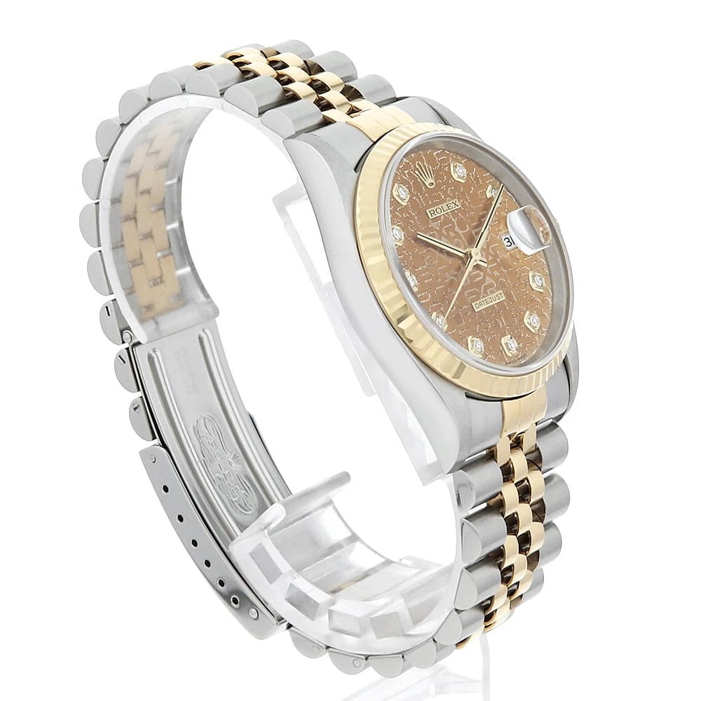 ROLEX DATEJUST DIAMOND SILVER CARVING COMPUTER WATCH - 3