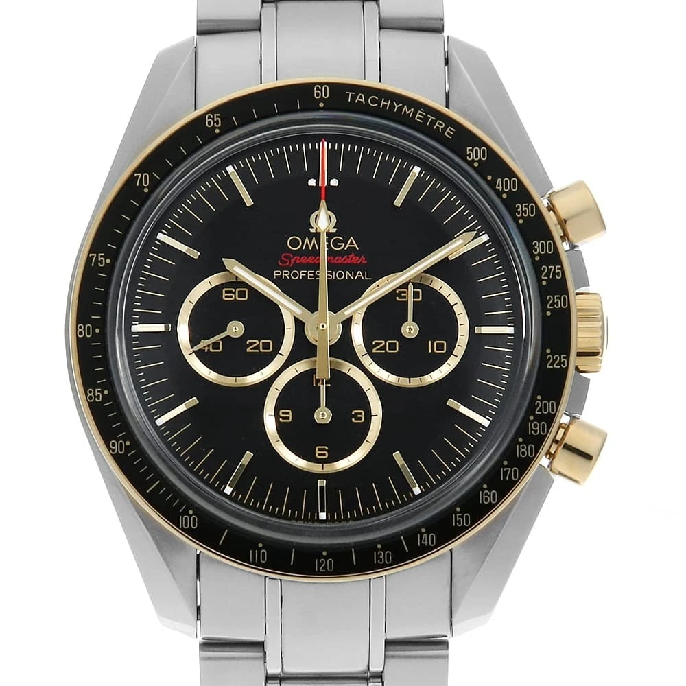 OMEGA SPEEDMASTER OLYMPICS WATCH: OMEGA Speedmaster Olympics Watch Brand: OMEGA Type/Style: Wrist watch Material: Band Material Stainless Steel, Case Material Stainless Steel/Yellow Gold Color: Dial Color Black Size: Case:W42mm Circum