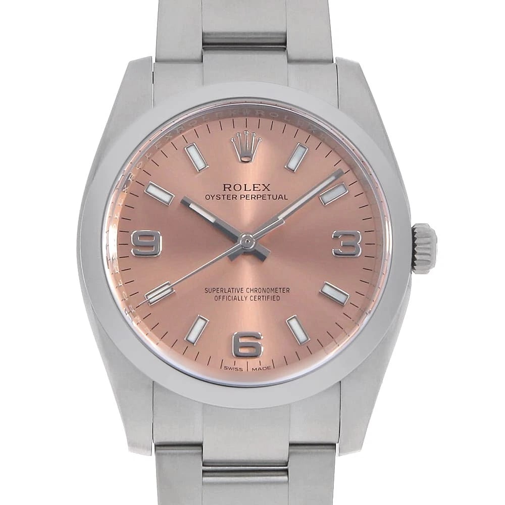 ROLEX OYSTER PERPETUAL PINK STAINLESS STEEL WATCH: ROLEX Oyster perpetual pink Stainless Steel WATCH Brand: ROLEX Type/Style: Wrist watch Material: Band Material Stainless Steel, Case Material Stainless Steel Color: Dial Color Pink Size: Case:W34mm Ci