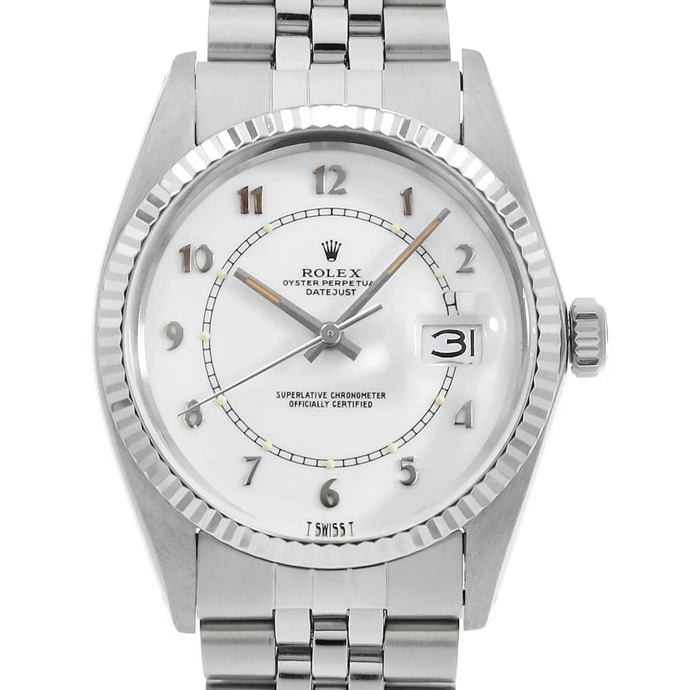 ROLEX DATEJUST WHITE STAINLESS STEEL WATCH: ROLEX Datejust white Stainless Steel WATCH Brand: ROLEX Type/Style: Wrist watch Material: Band Material Stainless Steel, Case Material Stainless Steel/White gold Color: Dial Color White Size: Case:W36
