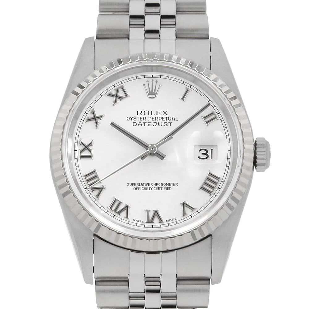 ROLEX DATEJUST WHITE STAINLESS STEEL WATCH: ROLEX Datejust white Stainless Steel WATCH Brand: ROLEX Type/Style: Wrist watch Material: Band Material Stainless Steel, Case Material Stainless Steel/White gold Color: Dial Color White Size: