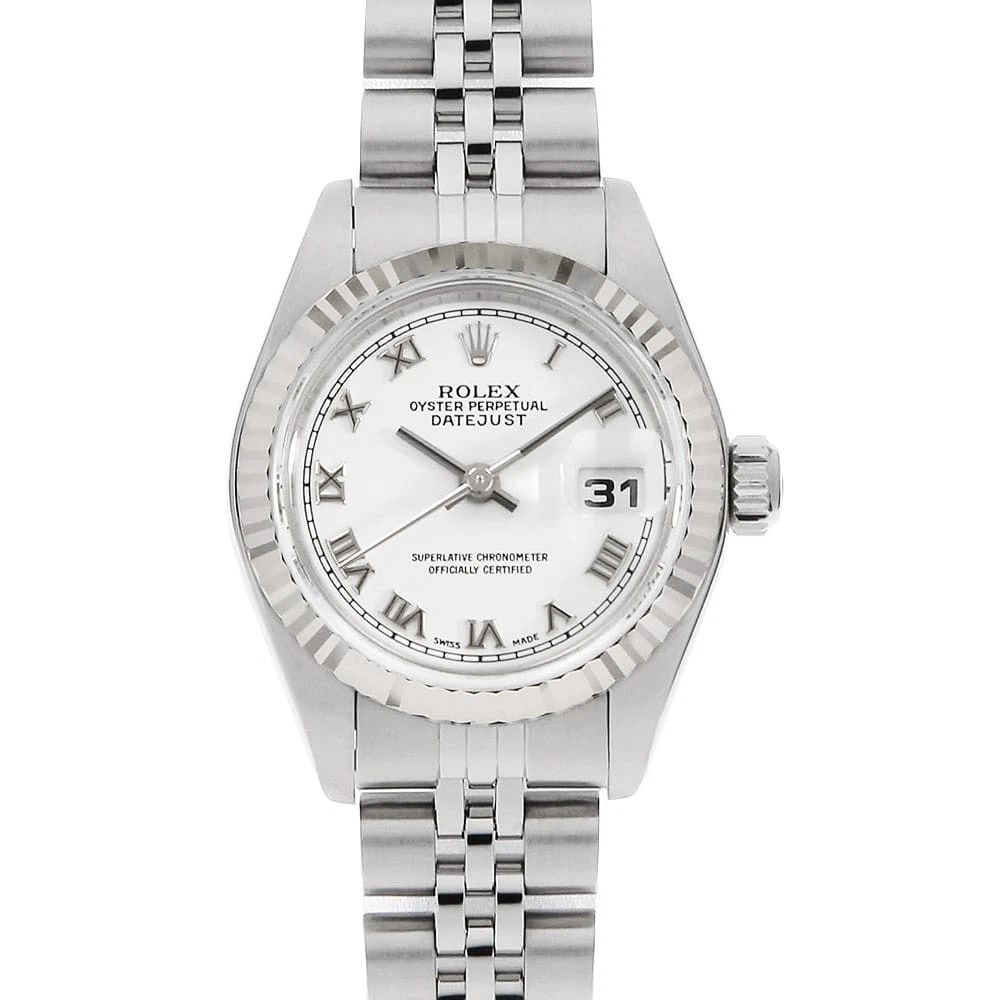 ROLEX DATEJUST WHITE STAINLESS STEEL WATCH: ROLEX Datejust white Stainless Steel WATCH Brand: ROLEX Type/Style: Wrist watch Material: Band Material Stainless Steel, Case Material Stainless Steel/White gold Color: Dial Color White Size: