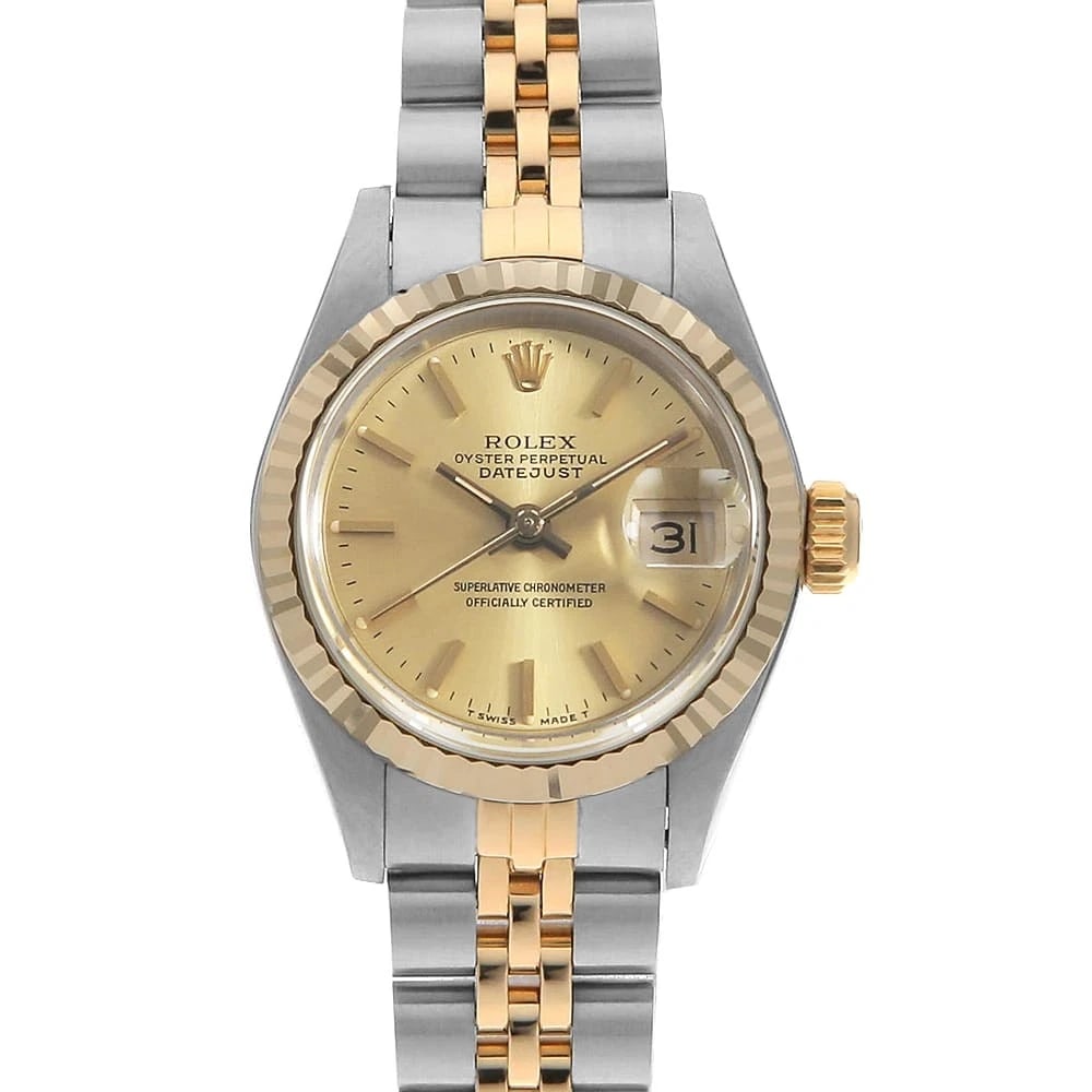 ROLEX DATEJUST CHAMPAGNE WATCH: ROLEX Datejust Champagne Watch Brand: ROLEX Type/Style: Wrist watch Material: Band Material Stainless Steel/Yellow Gold, Case Material Stainless Steel/Yellow Gold Color: Dial Color Champagne Gold