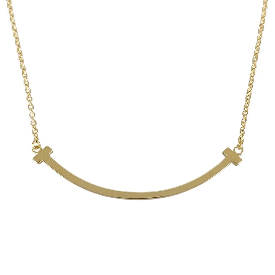 TIFFANY&CO. T SMILE SMALL YELLOW GOLD NECKLACE: TIFFANY&Co. T Smile Small Yellow gold Necklace Brand: TIFFANY&Co. Type/Style: Necklace Material: 18K Yellow Gold Color: Gold Size: Top size:13.6mmx36.4mm Necklace full length:45.5cm Accessories: N