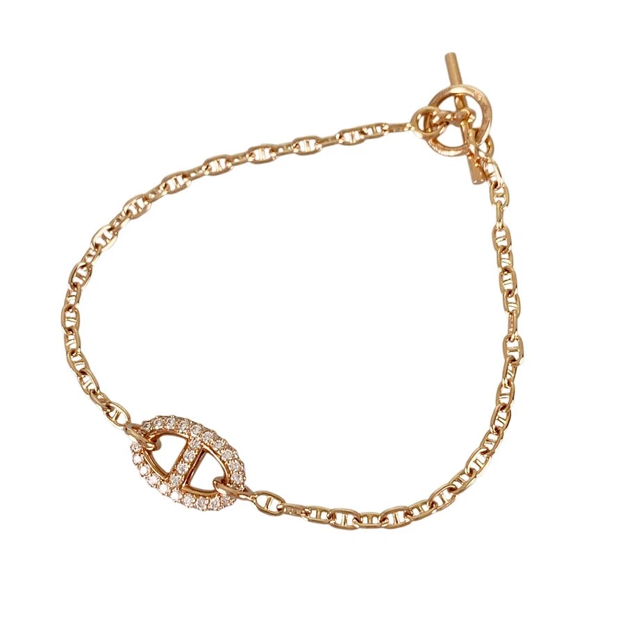 HERMES CHAINE D'ANCRE FARANDOLE ROSE GOLD DIAMOND BRACELET: HERMES Chaine d'Ancre Farandole Rose gold Diamond Bracelet Brand: HERMES Type/Style: Bracelet Material: 18K Rose Gold Color: RG Size: Top size:8.5mmx13.8mm Wrist Size:15.5cm Accessories: None