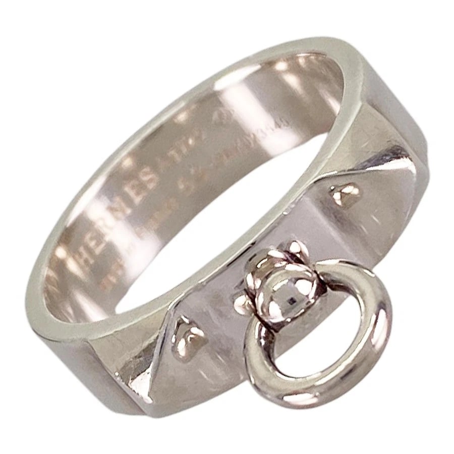 HERMES COLLIER DE CHIEN SILVER RING: HERMES Collier de Chien Silver Ring Brand: HERMES Type/Style: Ring Material: Silver 925 Color: Silver Size: US 6.5 Accessories: None Accessories Notice: When purchasing pre-owned goods, please refer