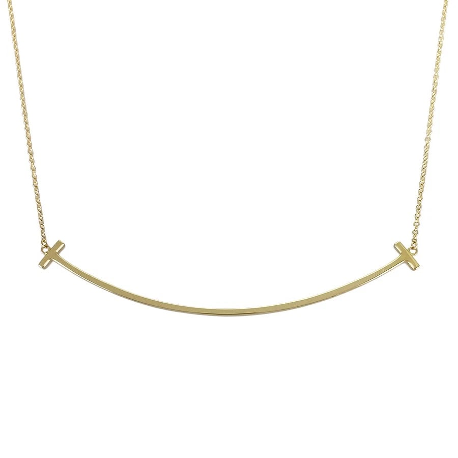 TIFFANY&CO. T SMILE LARGE YELLOW GOLD NECKLACE: TIFFANY&Co. T Smile Large Yellow gold Necklace Brand: TIFFANY&Co. Type/Style: Necklace Material: 18K Yellow Gold Color: Gold Size: Top size:15.5mmx66.8mm Necklace full length:47.5cm Accessories: N