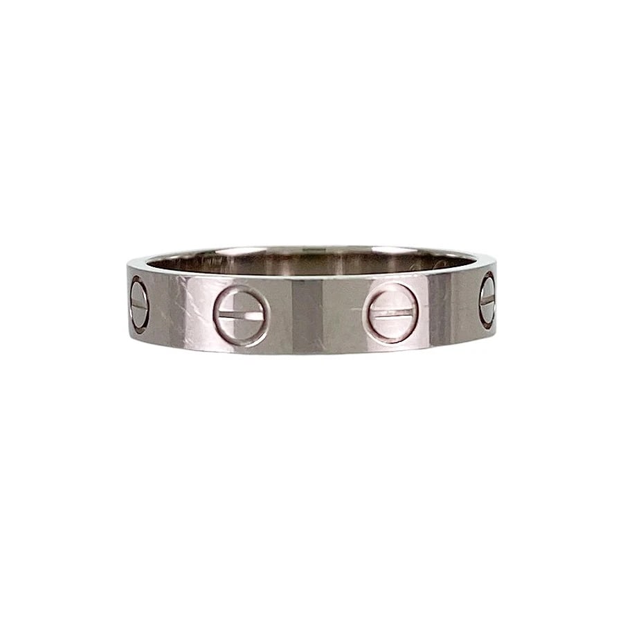 CARTIER MINI LOVE PLATINUM RING: Cartier Mini Love Platinum Ring Brand: Cartier Type/Style: Ring Material: Platinum 950 Color: Silver Size: US 6 Accessories: None Accessories Notice: When purchasing pre-owned goods, pleas