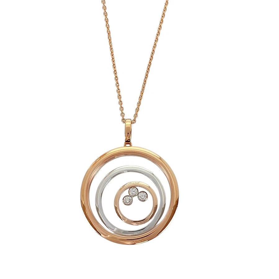 CHOPARD HAPPY SPIRIT ROSE GOLD DIAMOND LONG NECKLACE: Chopard Happy spirit Rose gold Diamond Long necklace Brand: Chopard Type/Style: Long necklace Material: 18K Rose Gold 18K White Gold Color: RG WG Size: Top size (not including Vatican):32.7mm Necklace