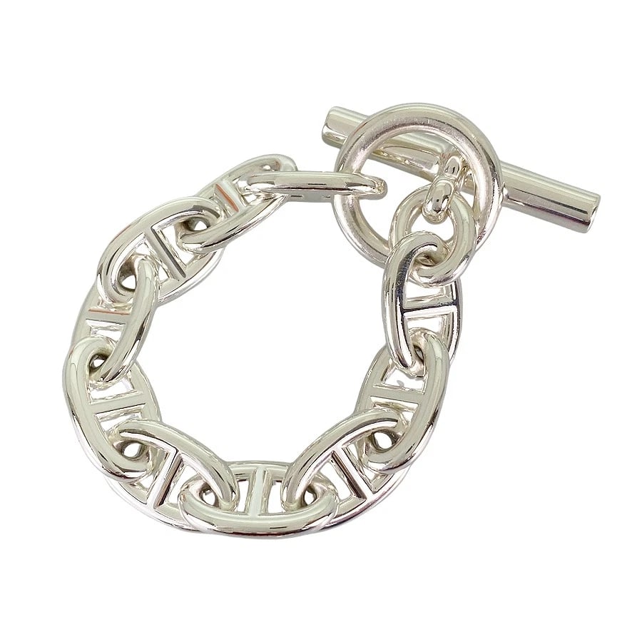 HERMES CHAINE D'ANCRE TGM SILVER BRACELET: HERMES Chaine d'Ancre TGM Silver Bracelet Brand: HERMES Type/Style: Bracelet Material: Silver 925 Color: Silver Size: Wrist Size:14.5cm Accessories: None Accessories Notice: When purchasing pre-owned