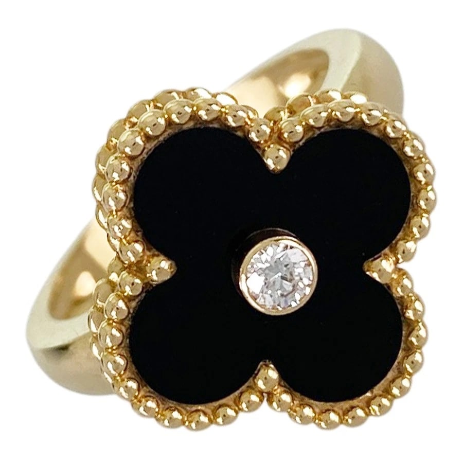 VAN CLEEF & ARPELS ALHAMBRA YELLOW GOLD DIAMOND RING: Van Cleef & Arpels Alhambra Yellow gold Diamond Ring Brand: Van Cleef & Arpels Type/Style: Ring Material: 18K Yellow Gold Color: Gold Size: US 5.5 Accessories: None Accessories Notice: When