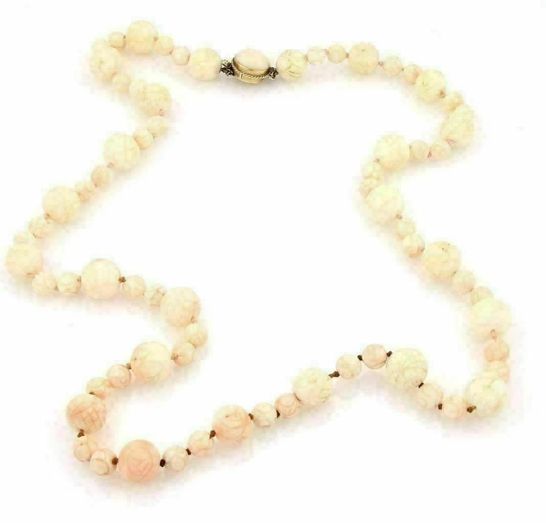 ANGEL SKIN CORAL GRADUATED BEAD LONG NECKLACE (1 of 4)
