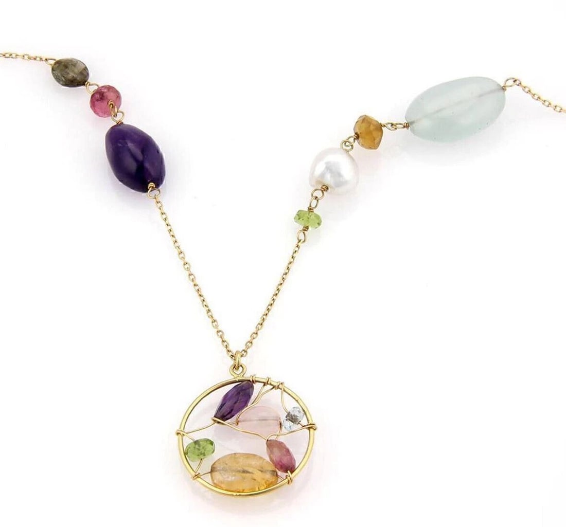 TOUS GARABATO MULTICOLOR 18K YELLOW GOLD LONG NECKLACE: Tous Garabato Multicolor 18k Yellow Gold Long Necklace Brand: Tous Type/Style: Necklace Material: 18k yellow gold Color: yellow gold Size: Necklace Length: Approximately 36inch Circle Measurements: