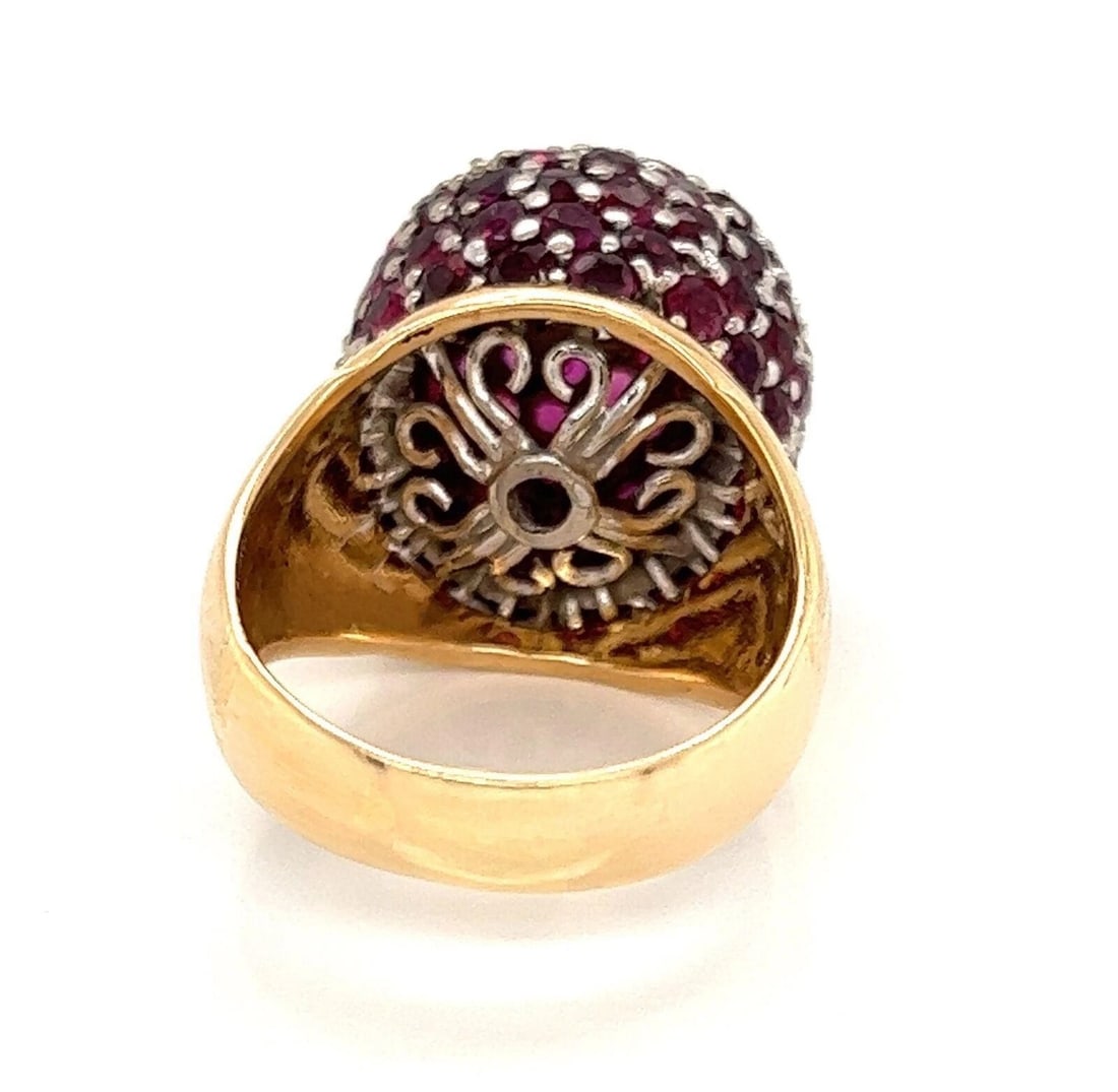 DIAMOND RUBY 14K TWO-TONE GOLD LARGE DOME RING - 3