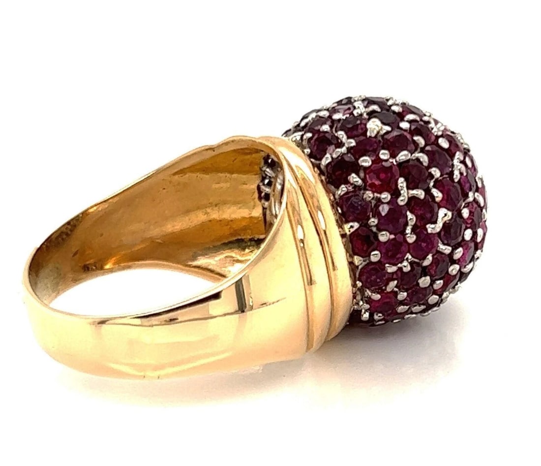 DIAMOND RUBY 14K TWO-TONE GOLD LARGE DOME RING - 5