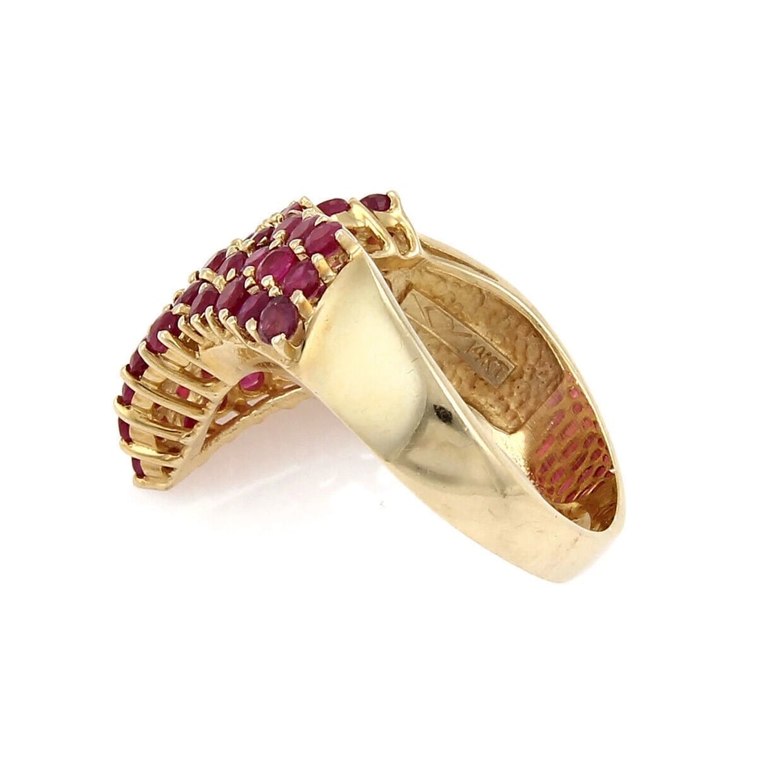 LEVIAN RUBY 14K YELLOW GOLD V DESIGN CLUSTER RING - 3