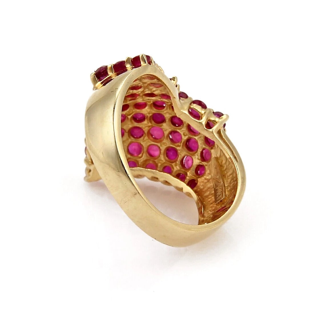 LEVIAN RUBY 14K YELLOW GOLD V DESIGN CLUSTER RING - 4