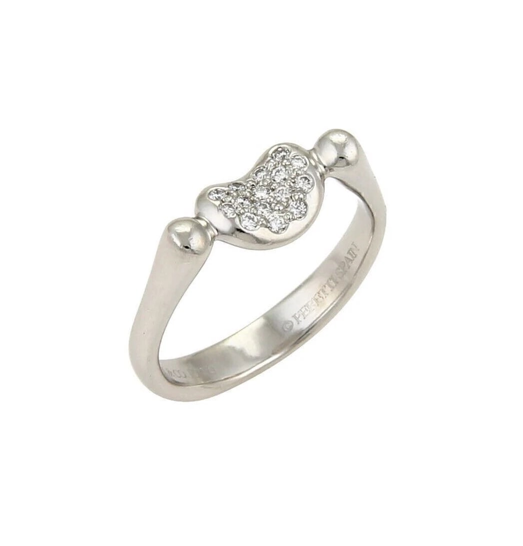 TIFFANY & CO. ELSA PERETTI DIAMOND MINI BEAN PLATINUM RING: Tiffany & Co. Elsa Peretti Diamond Mini Bean Platinum Ring Brand: Tiffany & Co. Type/Style: Ring Material: PT950 Color: silver Size: 4 US Accessories: None Accessories Notice: When purchas