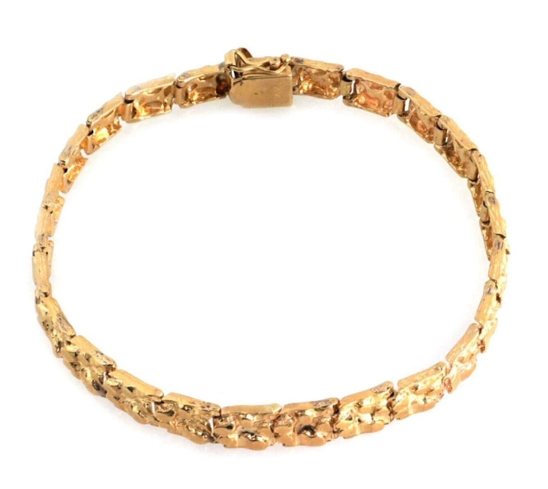 NUGGET RECTANGULAR14K YELLOW GOLD BRACELET - 2
