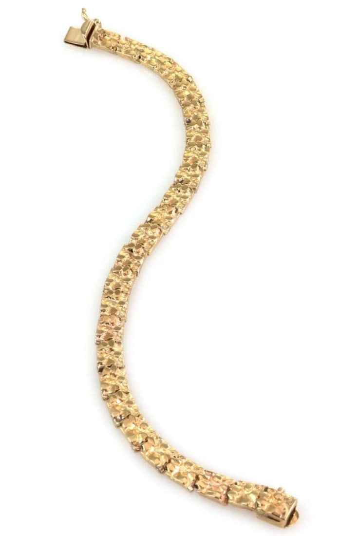 NUGGET RECTANGULAR14K YELLOW GOLD BRACELET - 3