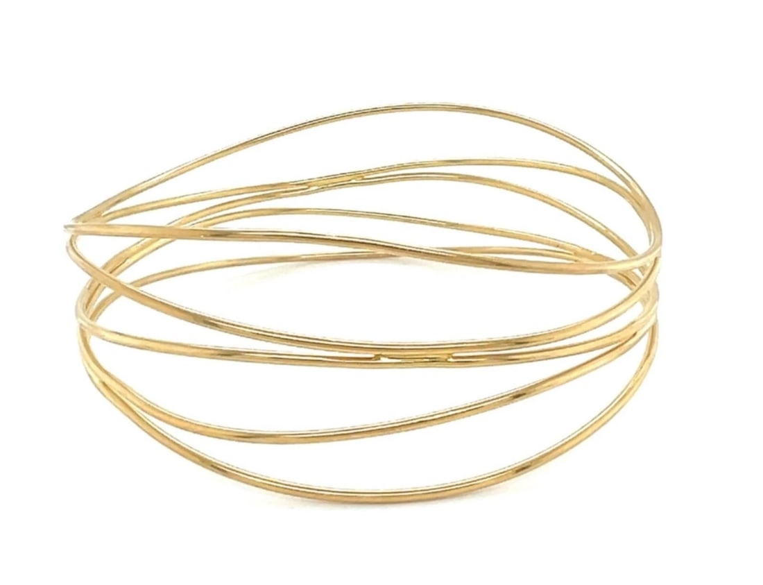 TIFFANY & CO. ELSA PERETTI WIRE WAVE 5-ROW 18K YELLOW GOLD BRACELET: Tiffany & Co. Elsa Peretti Wire Wave 5-Row 18k Yellow Gold Bracelet Brand: Tiffany & Co. Type/Style: Bracelet Material: 18k yellow gold Color: Yellow Size: Inner Circumference: Approximately 7.5inch M