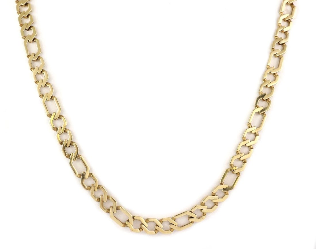 14K YELLOW GOLD LINK LONG NECKLACE: 14k Yellow Gold Link Long Necklace Brand: Unbranded Type/Style: Necklace Material: 14k yellow gold Color: yellow Size: Necklace Length: Approximately 23inch Measurements: Approximately 0.30inch wide x