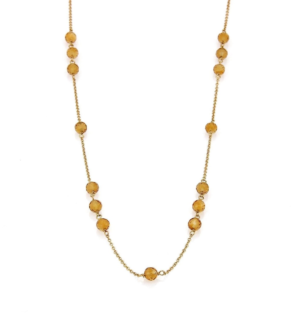 TIFFANY & CO. FACETED CITRINE 18K YELLOW GOLD NECKLACE: Tiffany & Co. Faceted Citrine 18k Yellow Gold Necklace Brand: Tiffany & Co. Type/Style: Necklace Material: 18k yellow gold Color: Yellow Size: Necklace Length: Approximately 24inch Measurements: Appro