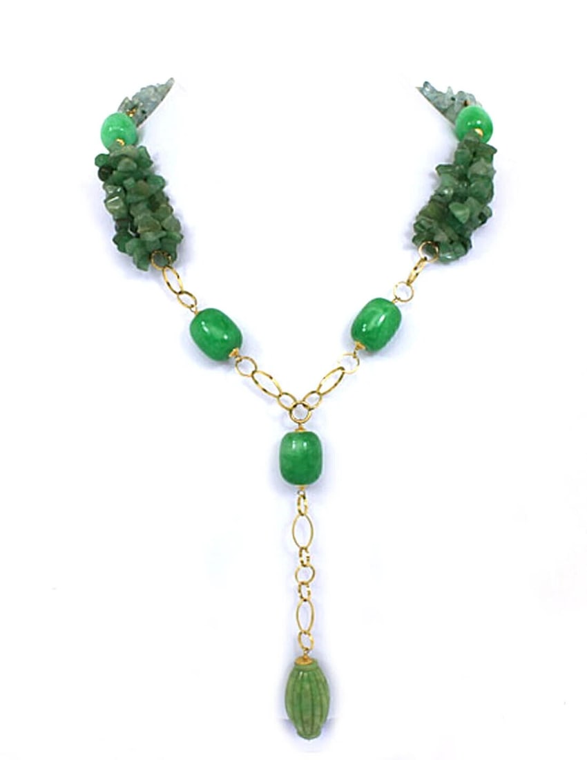 ENZO LIVERINO JADE CLUSTER BEAD 18K YELLOW GOLD NECKLACE (1 of 3)