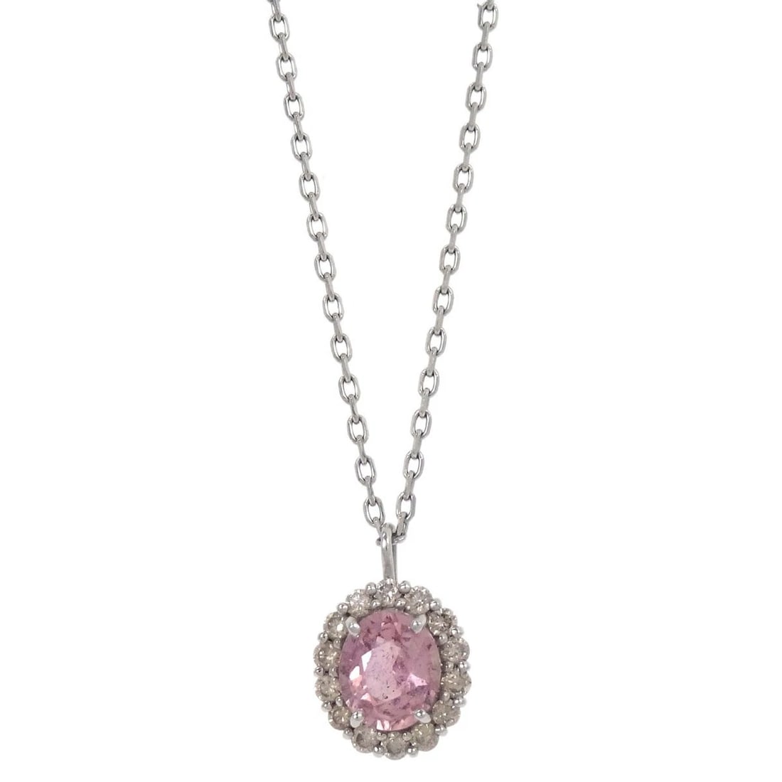 PENDANT NECKLACE PT900 PT850 PADPARADSCHA SAPPHIRE DIAMOND JEWELRY: Pendant Necklace Pt900 Pt850 Padparadscha Sapphire Diamond Jewelry Brand: No Brand Type/Style: Necklace Material: PT900 PT850 Main Stone Padparadscha Sapphire Natural Color: Silver Size: