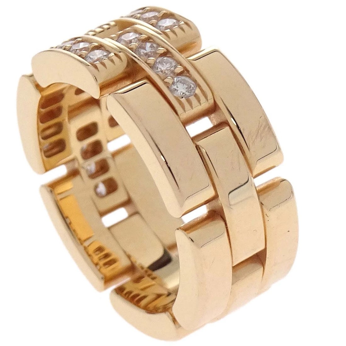 CARTIER MAILLON PANTHERE RING AU750 DIAMOND JEWELRY: Cartier Maillon Panthere Ring Au750 Diamond Jewelry Brand: Cartier Type/Style: Ring Material: Au750 Gold Main Stone Natural Color: Gold Size: 4.5 US Accessories: None Accessories Notice: W