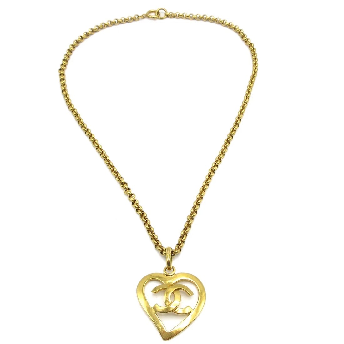 CHANEL HEART CHAIN PENDANT NECKLACE GOLD: Chanel Heart Chain Pendant Necklace Gold Brand: Chanel Type/Style: Necklace Material: Gold Plated Color: Gold Size: Chain(Overall) : 58.0 cm, Top : W 4.0 x H 4.2 cm Accessories: None Acces