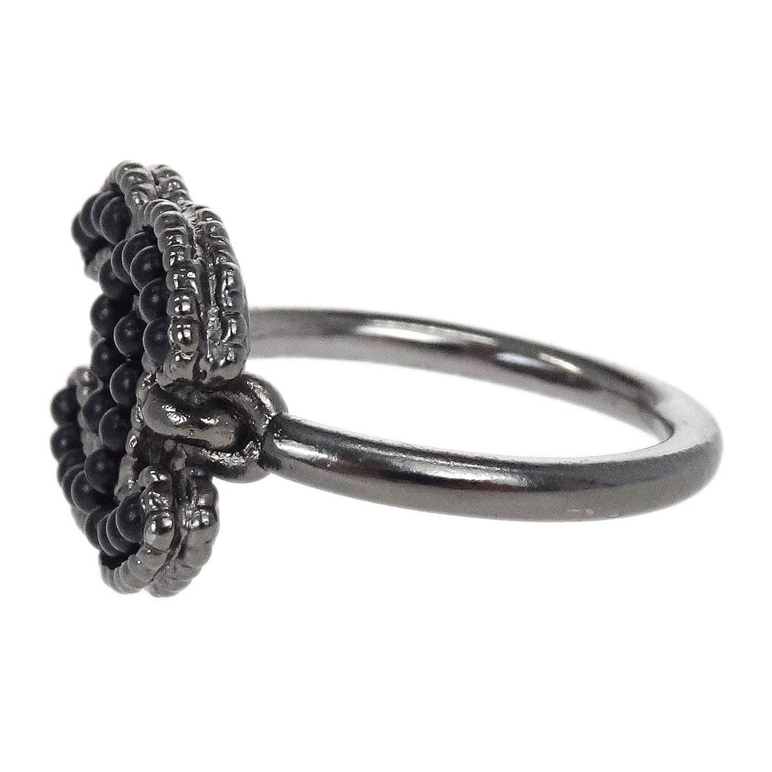 CHANEL RING SILVER BLACK CC - 2