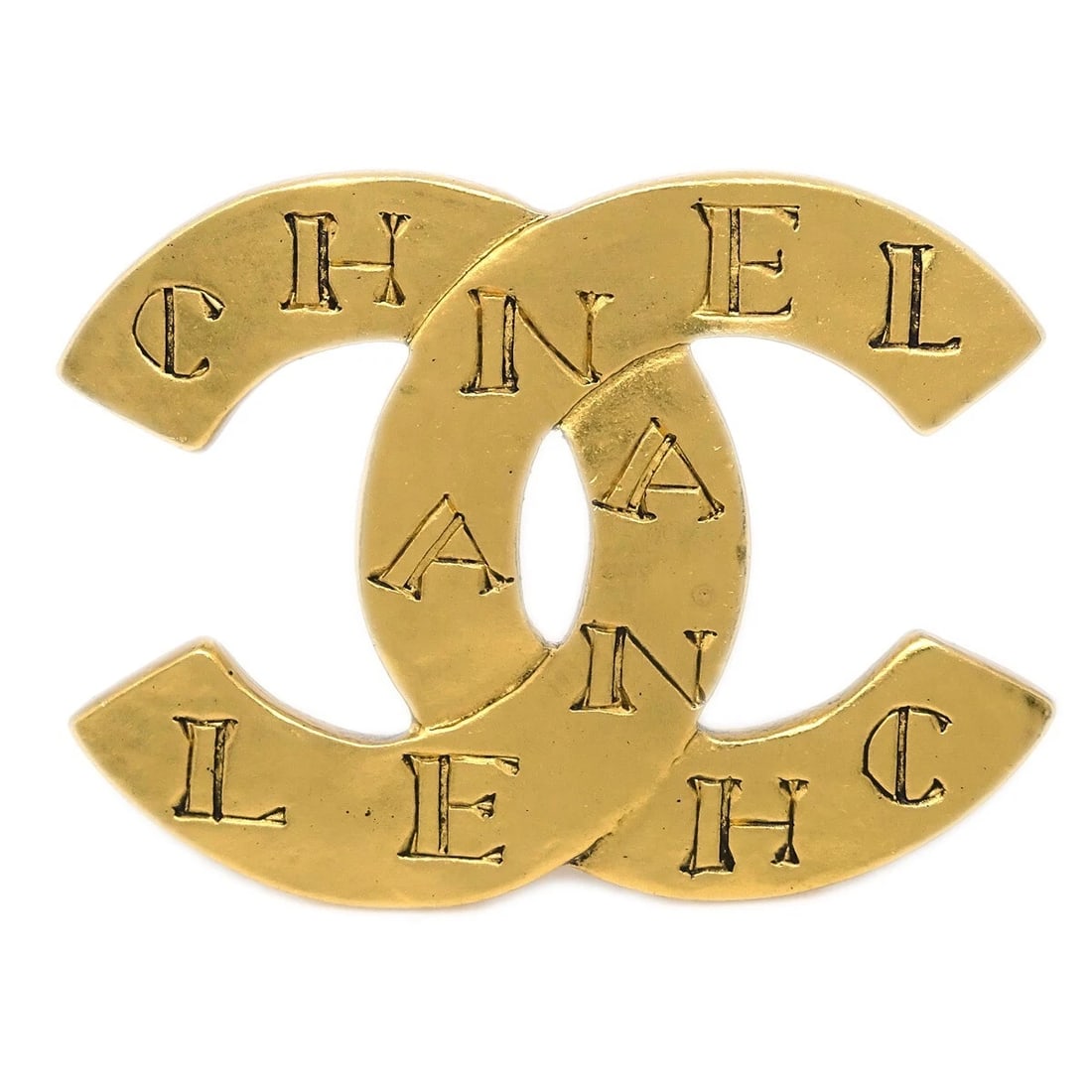 CHANEL CC BROOCH PIN GOLD: Chanel CC Brooch Pin Gold Brand: CHANEL Type/Style: Brooch Material: Gold Plated Color: Gold Size: W 3.8 x H 3.0 cm Accessories: None Accessories Notice: When purchasing pre-owned goods, p