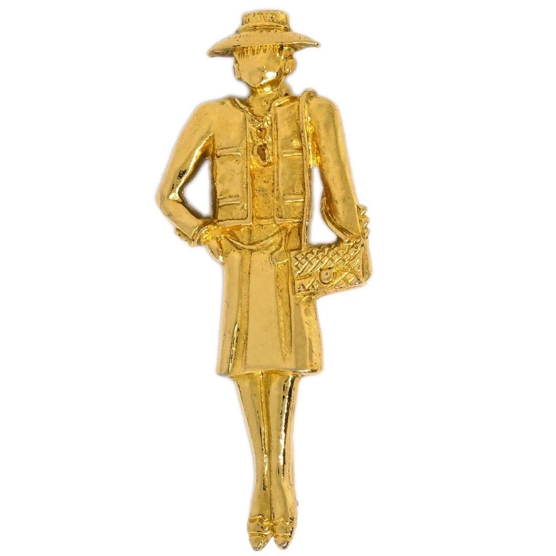 CHANEL GOLD MADEMOISELLE BROOCH PIN: Chanel Gold Mademoiselle Brooch Pin Brand: CHANEL Type/Style: Brooch Material: Gold Plated Color: Gold Size: W 2.4 x H 6.0 cm Accessories: None Accessories Notice: When purchasing pre-owne
