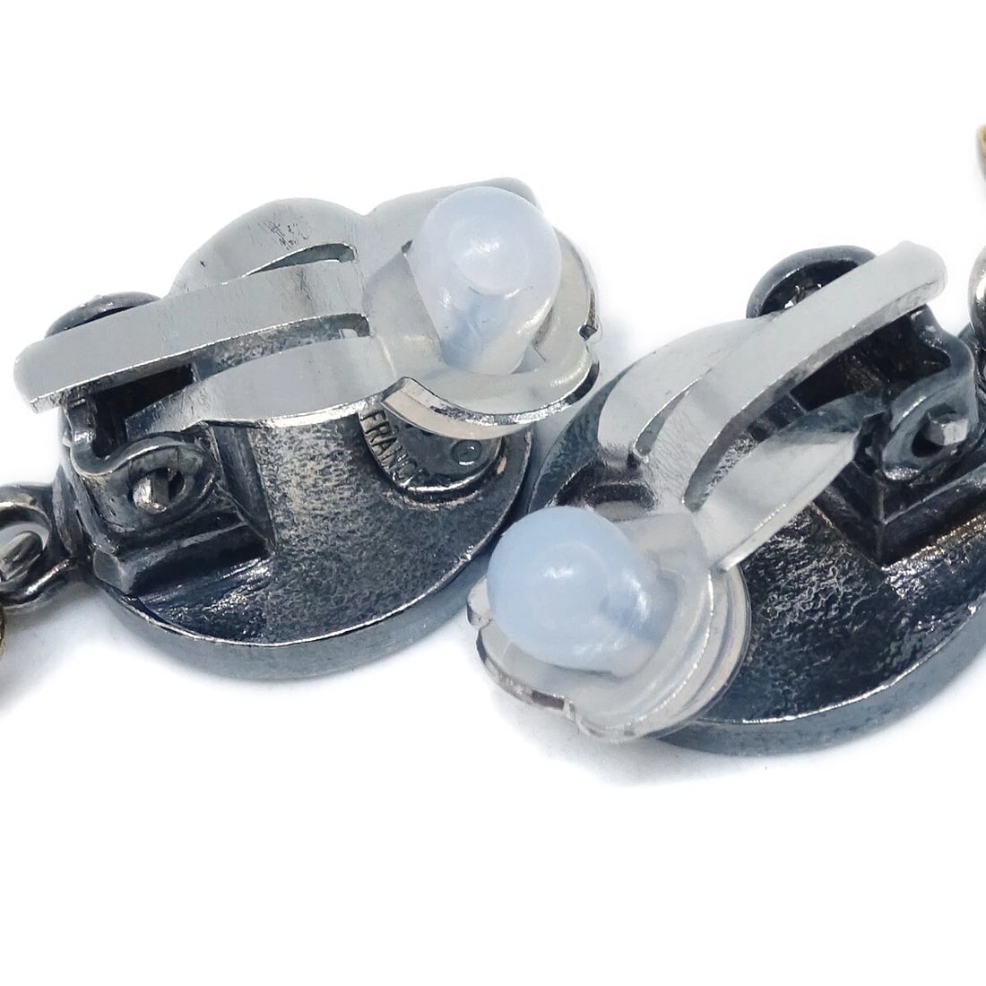 CHANEL SILVER DANGLE EARRINGS CLIP-ON - 2