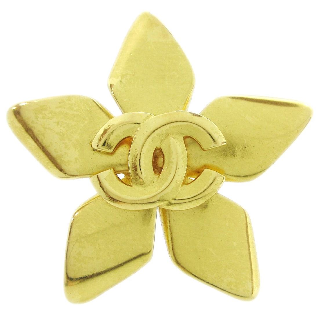CHANEL FLOWER BROOCH PIN GOLD: Chanel Flower Brooch Pin Gold Brand: Chanel Type/Style: Brooch Material: Gold-tone Color: Gold Size: W 5.9 x H 6.0 cm Accessories: None Accessories Notice: When purchasing pre-owned goods,