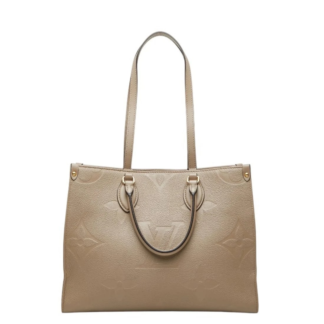 LOUIS VUITTON MONOGRAM EMPREINTE ONTHEGO MM HANDBAG: Louis Vuitton Monogram Empreinte OnTheGo MM Handbag Brand: Louis Vuitton Type/Style: Handbag, Shoulder bag Material: Leather Color: Beige, Tourterelle Size: (HxWxD) 26cm x 34cm x 14cm / 10.23inch x