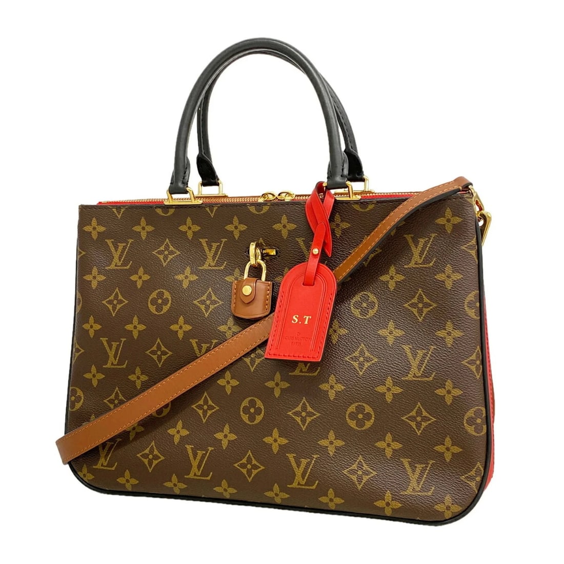 LOUIS VUITTON MONOGRAM MILLEFEUILLE HANDBAG: Louis Vuitton Monogram Millefeuille Handbag Brand: Louis Vuitton Type/Style: Handbag Material: none Color: Brown, Noir, Red color Size: (HxWxD) 23cm x 33cm x 10cm / 9.05inch x 12.99inch x 3.93inch