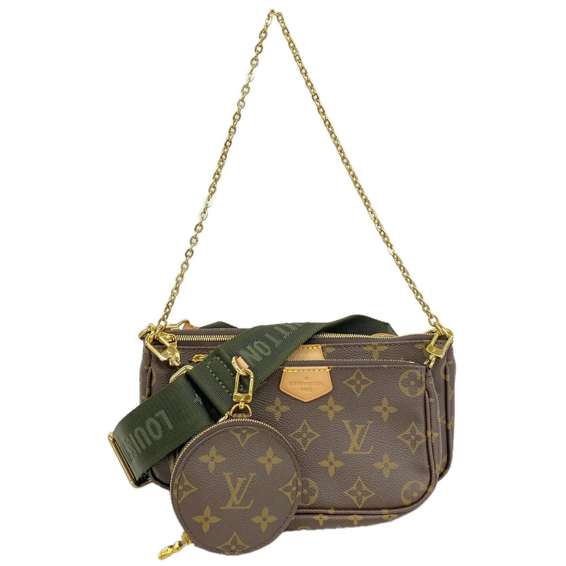 LOUIS VUITTON MONOGRAM MULTIPOCHETTE ACCESSOIRES SHOULDER BAG: Louis Vuitton Monogram Multipochette Accessoires Shoulder Bag Brand: Louis Vuitton Type/Style: Shoulder bag Material: none Color: Brown, Khaki Size: (HxWxD) 13cm x 23cm x 3cm / 5.11inch x 9.05inch x