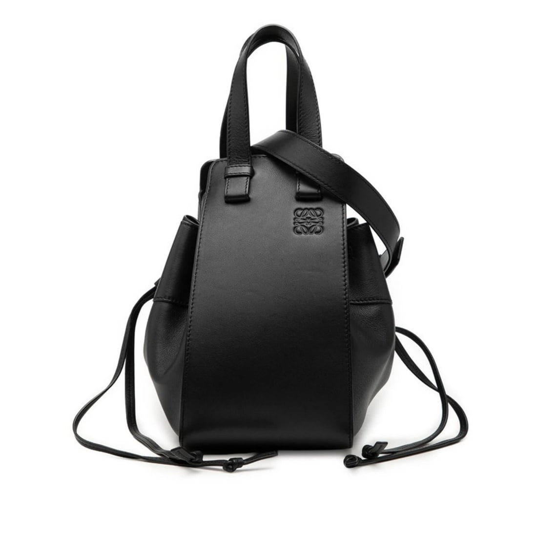 LOEWE ANAGRAM HAMMOCK SMALL HANDBAG SHOULDER BAG: Loewe Anagram Hammock Small Handbag Shoulder Bag Brand: Loewe Type/Style: Handbag, Shoulder bag Material: Leather Color: Black Size: (HxWxD) 25cm x 38cm x 25.5cm / 9.84inch x 14.96inch x 10.03inch