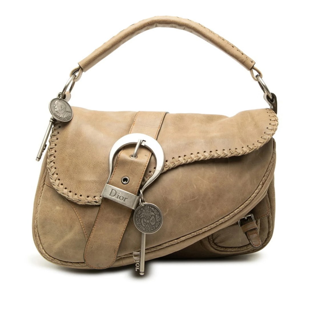 CHRISTIAN DIOR DIOR GAUCHO HANDBAG ONE SHOULDER BEIGE (1 of 3)