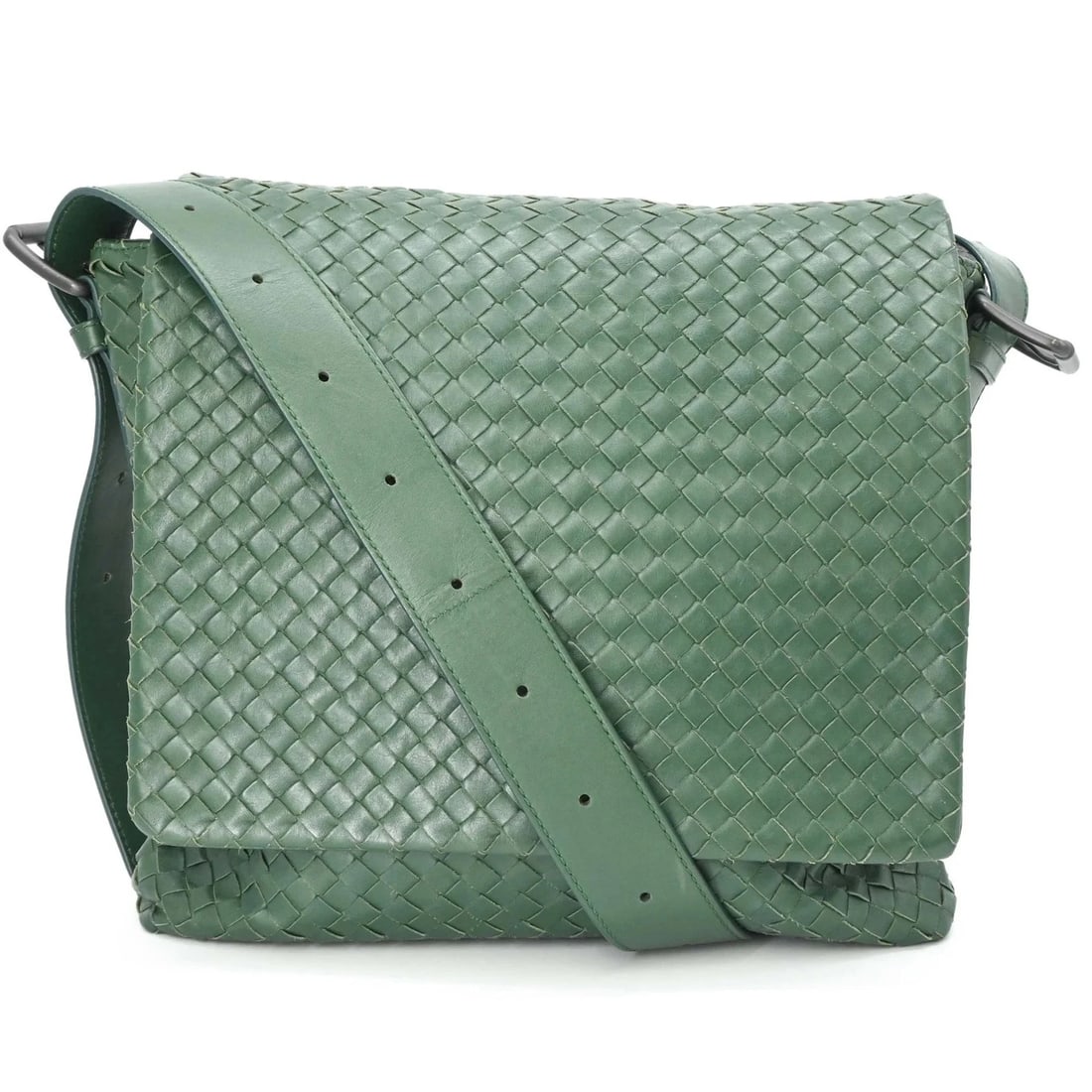 BOTTEGA VENETA INTRECCIATO CROSSBODY SHOULDER BAG: BOTTEGA VENETA Intrecciato Crossbody Shoulder Bag Brand: Bottega Veneta Type/Style: Shoulder bag Material: Intrecciato Color: Green Size: (HxWxD) 28cm x 30cm x 7.5cm / 11.02inch x 11.81inch x 2.95inch