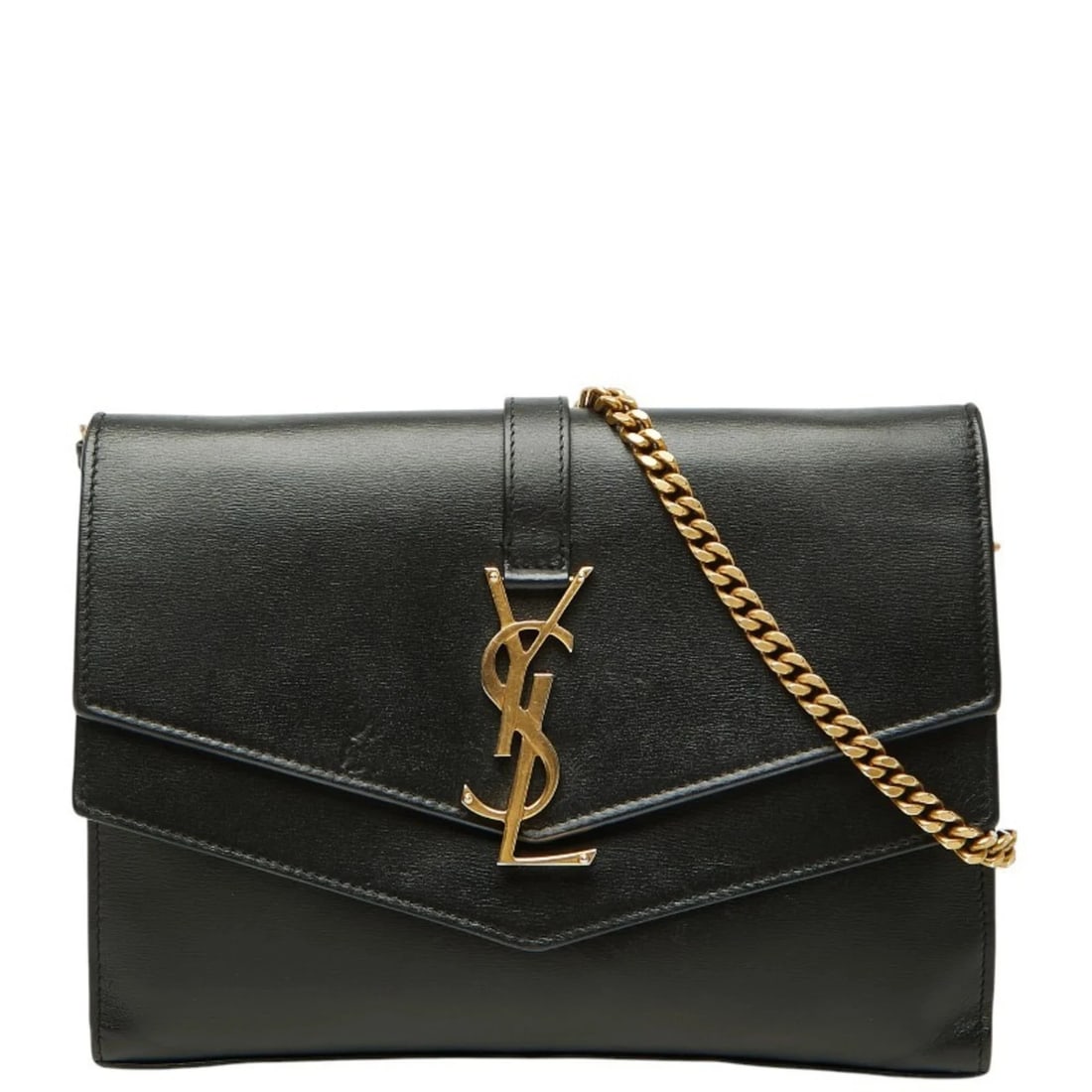 SAINT LAURENT YSL LOGO CROSSBODY WALLET CHAIN SHOULDER BAG: Saint Laurent YSL logo crossbody wallet chain shoulder bag Brand: Saint Laurent Type/Style: Shoulder bag Material: Leather Color: Black Size: (HxWxD) 16cm x 22cm x 1.5cm / 6.29inch x 8.66inch x